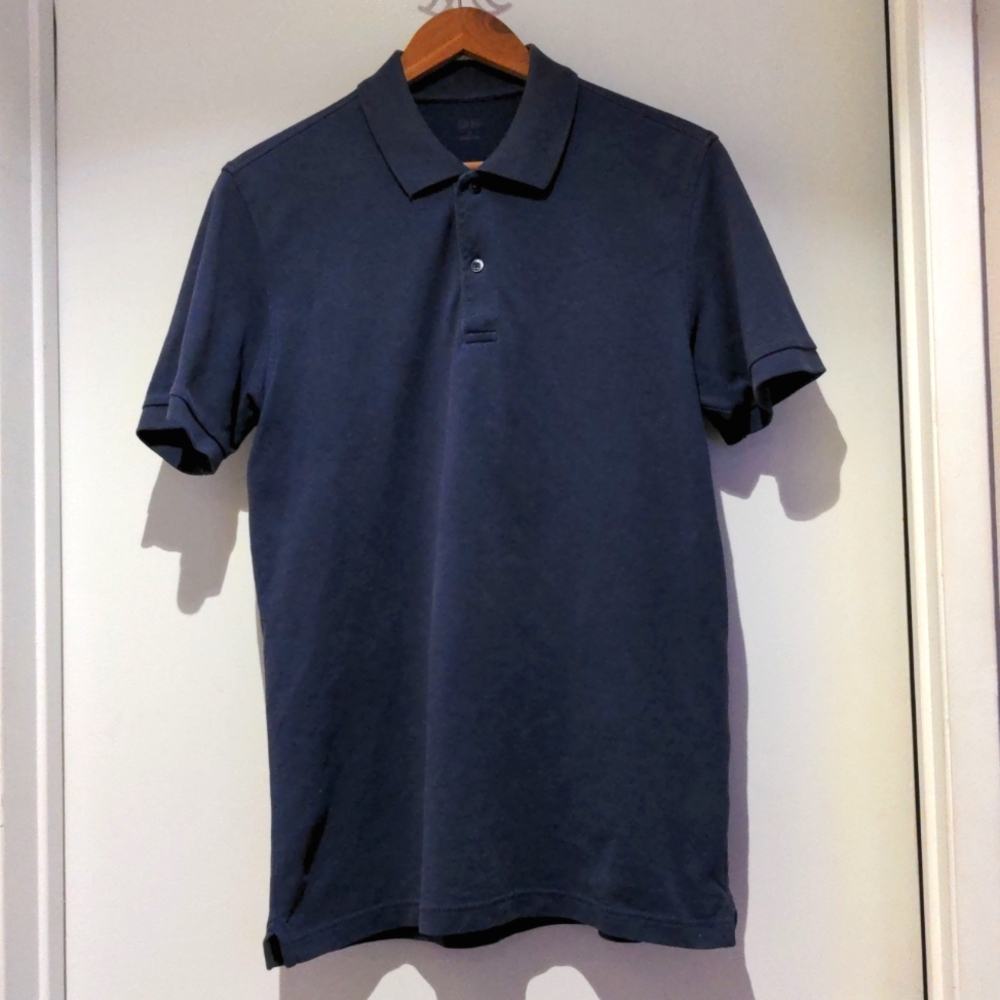 Uniqlo Dry Pique Short Sleeve Polo, Medium, Navy Blue